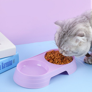 Διπλό μπολ Macaron Pet Πλαστικό μπολ με τροφές για σκύλους γατάκια Δίσκος ποτού Ταΐζουσα γάτα Προμήθειες για κατοικίδια Αξεσουάρ για γάτες Μπολ με τροφή για κατοικίδια