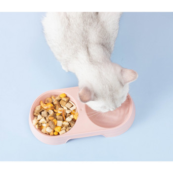 Διπλό μπολ Macaron Pet Πλαστικό μπολ με τροφές για σκύλους γατάκια Δίσκος ποτού Ταΐζουσα γάτα Προμήθειες για κατοικίδια Αξεσουάρ για γάτες Μπολ με τροφή για κατοικίδια