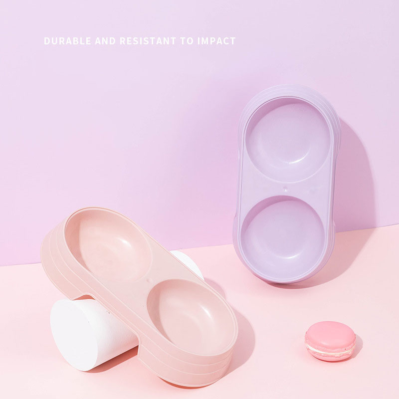 Macaron kisállat dupla tál műanyag cica kutyaeledel tál itatótálca etető Macskaetető kisállat kellékek macskatartozékok állateledel tál
