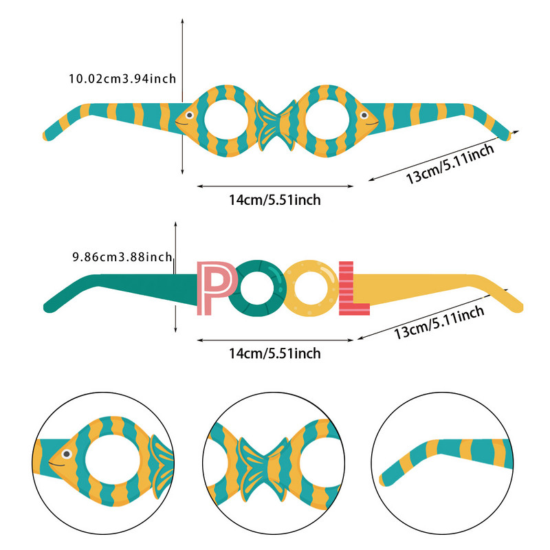 12 gab Hawaiian Luau ballīšu brilles Luau foto kabīnes rekvizīti Tropiskās ballīšu brilles havajiešu ballīšu dekorēšanai ballītes