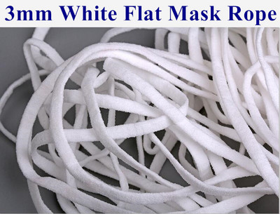 10 Yards 3/5MM szájmaszk Rugalmas szalagos arcmaszk Fekete kötél gumiszalag szalagos fülzsinór kerek lapos fülre akasztó barkácstartozék