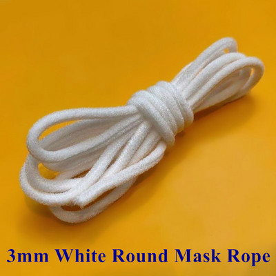 10 Yards 3/5MM szájmaszk Rugalmas szalagos arcmaszk Fekete kötél gumiszalag szalagos fülzsinór kerek lapos fülre akasztó barkácstartozék