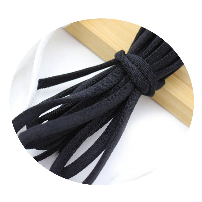 10 Yards 3/5MM szájmaszk Rugalmas szalagos arcmaszk Fekete kötél gumiszalag szalagos fülzsinór kerek lapos fülre akasztó barkácstartozék