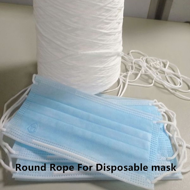 10 Yards 3/5MM szájmaszk Rugalmas szalagos arcmaszk Fekete kötél gumiszalag szalagos fülzsinór kerek lapos fülre akasztó barkácstartozék