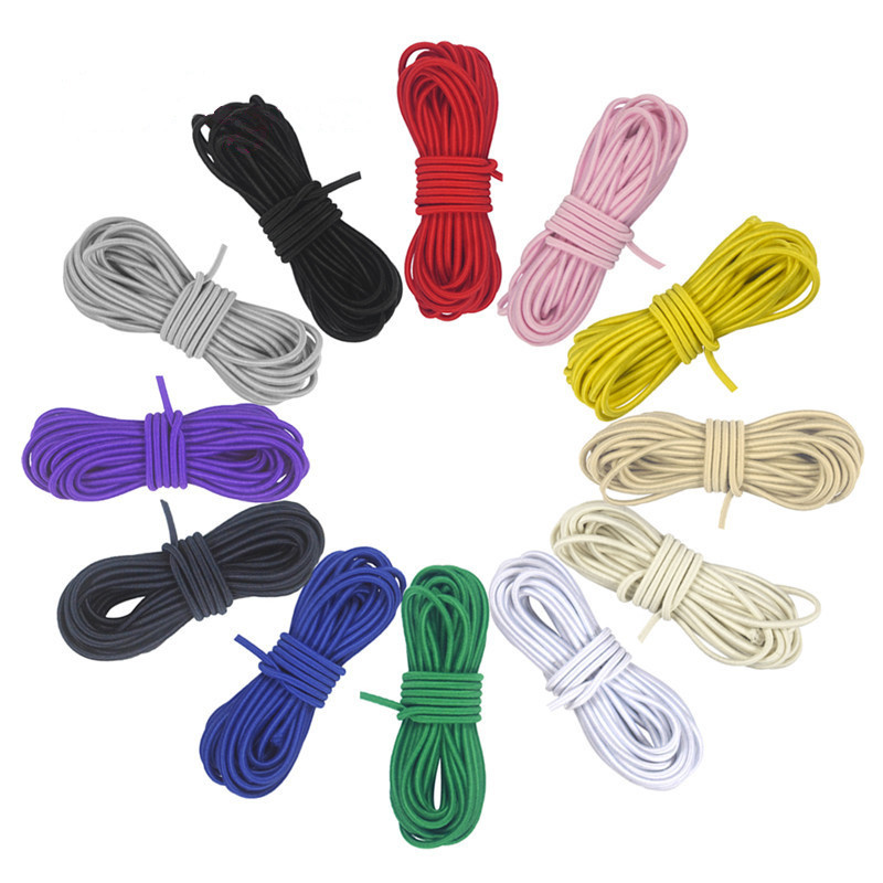 2,5 mm krāsaina, augsti elastīga apaļa elastīga lente apaļa elastīga virve gumijas josla elastīga līnija DIY šūšanas piederumi 5 metri