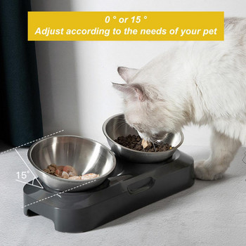 Ανυψωμένα μπολ τροφής για γάτες Γάτες Σκύλοι Προμήθεια κατοικίδιων από ανοξείδωτο ατσάλι Μπολ για γάτες Ανυψωμένο με κλίση ρυθμιζόμενο ύψος κατά του εμετού