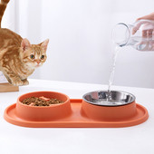 Divkāršās bļodas padevēji Pretskudras Pretapgāšanās Silikona Pret aizrīšanās Bļoda Lēna Barība Mājdzīvnieku Lēna Barība Nerūsējošā tērauda suņu baseins