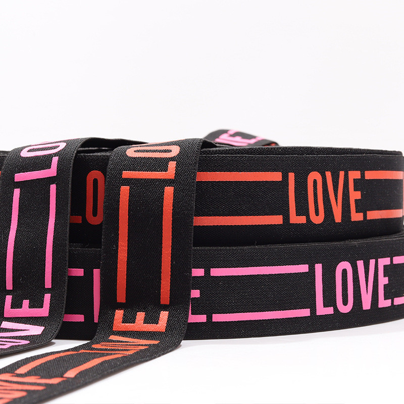 4cm LOVE Elastic Bands Ζακάρ Εκτύπωση Λαστιχάκι Stretch Ρούχα Δαντέλα Κορδέλα Μέση Ώμος DIY Αξεσουάρ ενδυμάτων 1M