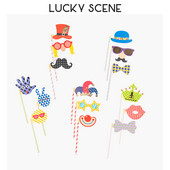 3 db Szórakoztató maszk szettek Fotóparti kellékek tartókártya álarcosbálhoz, jelmezkiegészítők S00719