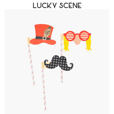 3 db Szórakoztató maszk szettek Fotóparti kellékek tartókártya álarcosbálhoz, jelmezkiegészítők S00719