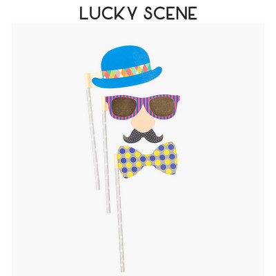 3 db Szórakoztató maszk szettek Fotóparti kellékek tartókártya álarcosbálhoz, jelmezkiegészítők S00719