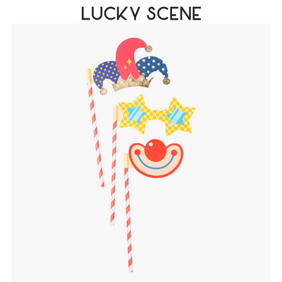 3 db Szórakoztató maszk szettek Fotóparti kellékek tartókártya álarcosbálhoz, jelmezkiegészítők S00719