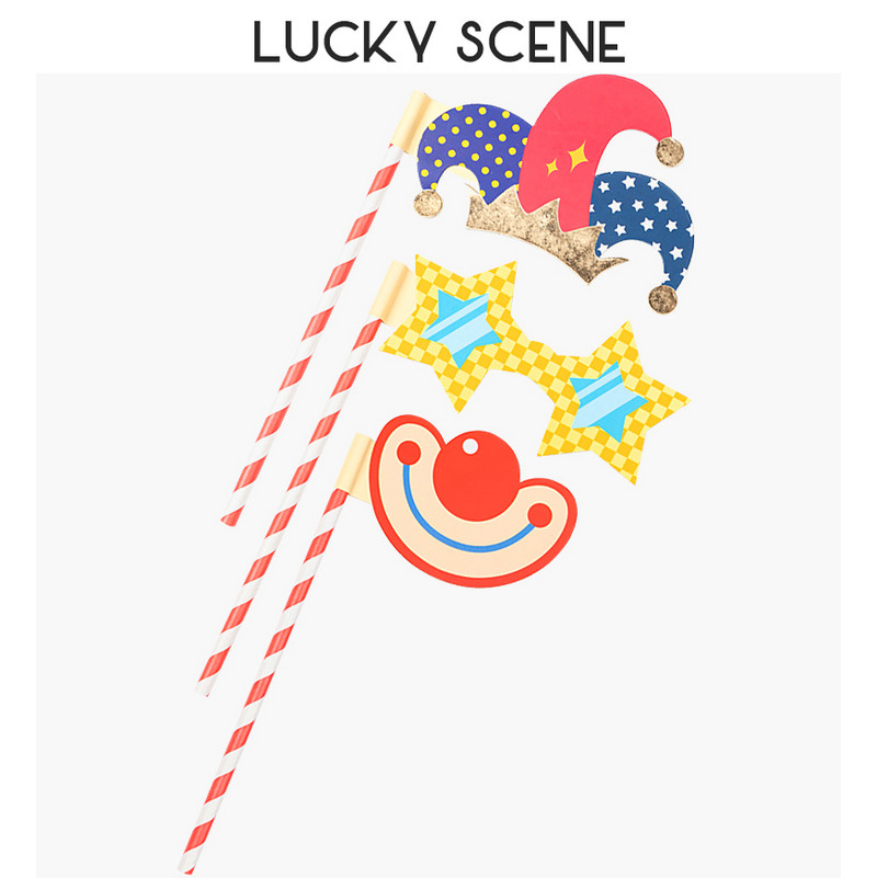 3 db Szórakoztató maszk szettek Fotóparti kellékek tartókártya álarcosbálhoz, jelmezkiegészítők S00719