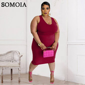 SOMOIA Sieviešu vasaras lielizmēra kleitas Apģērbs Ielu ikdienišķs ar apaļu kaklu bez piedurknēm vienkrāsainas saldas kleitas vairumtirdzniecība Dropshipping