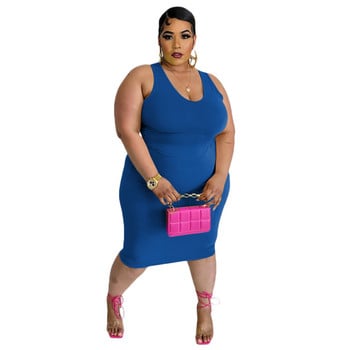 Γυναικείο φόρεμα SOMOIA Summer Plus Size Ρούχα Street Casual στρογγυλή λαιμόκοψη Αμάνικο μονόχρωμο γλυκό φόρεμα Χονδρική Dropshipping