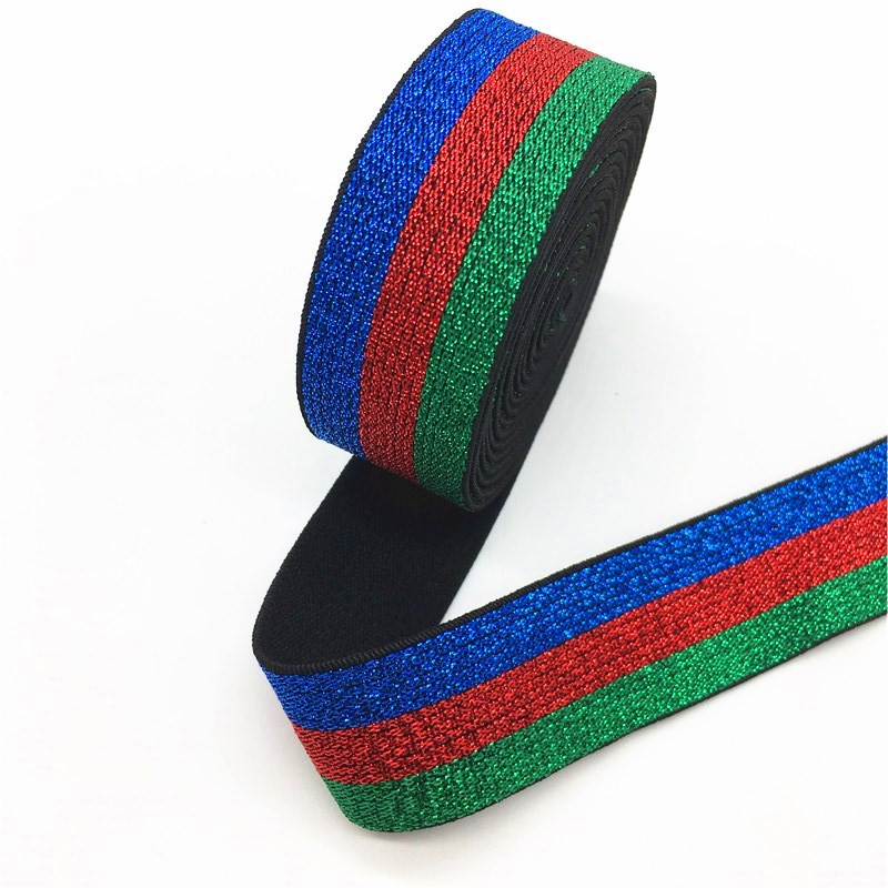 25 mm krāsainas mirdzošas elastīgās lentes Augstas kvalitātes neilona mīkstas elastīgās lentes apģērba biksēm DIY šūšanas piederumi 1 metrs
