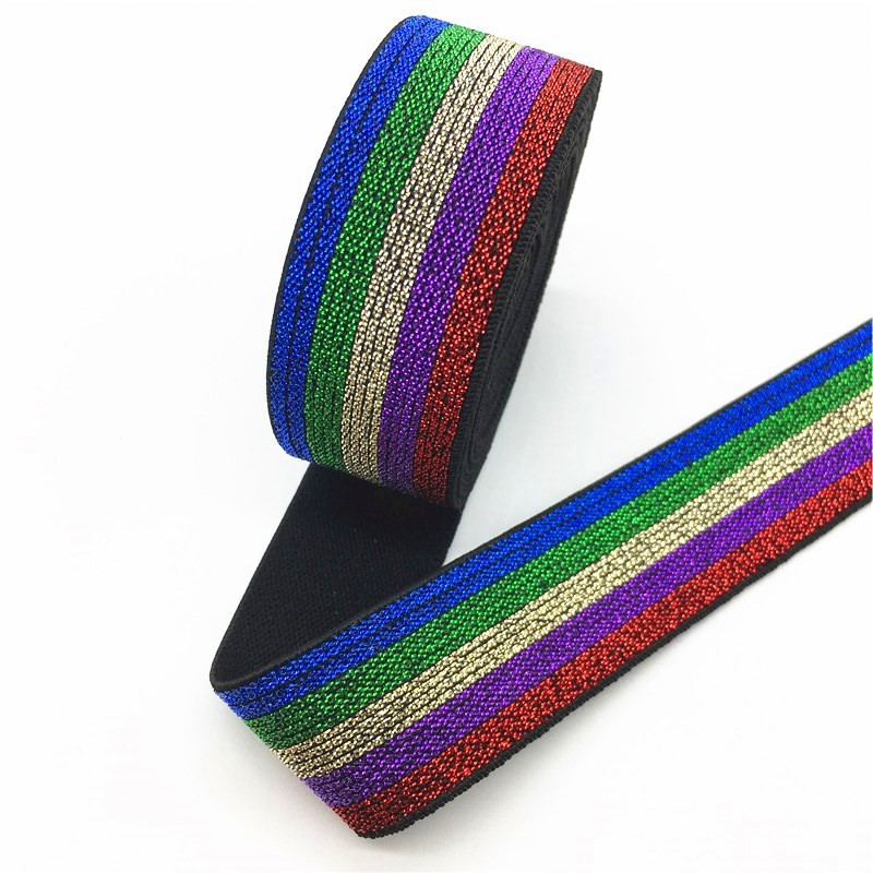25 mm krāsainas mirdzošas elastīgās lentes Augstas kvalitātes neilona mīkstas elastīgās lentes apģērba biksēm DIY šūšanas piederumi 1 metrs