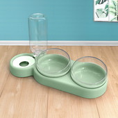 Mājdzīvnieku kaķu bļoda automātiskā padevēja suņu kaķu barības bļoda ar ūdens strūklaku dubultā bļoda dzeršanai, pacelta trauka trauku trauki kaķiem