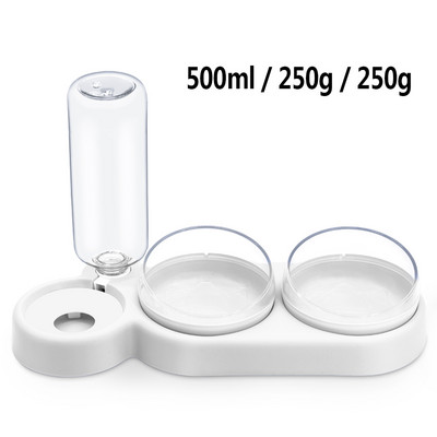 Mājdzīvnieku kaķu bļoda automātiskā padevēja suņu kaķu barības bļoda ar ūdens strūklaku dubultā bļoda dzeršanai, pacelta trauka trauku trauki kaķiem