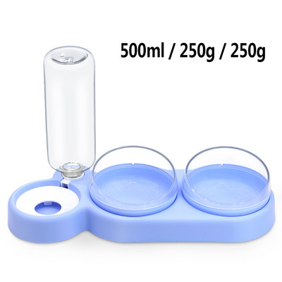 Mājdzīvnieku kaķu bļoda automātiskā padevēja suņu kaķu barības bļoda ar ūdens strūklaku dubultā bļoda dzeršanai, pacelta trauka trauku trauki kaķiem