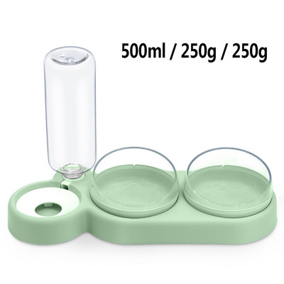 Mājdzīvnieku kaķu bļoda automātiskā padevēja suņu kaķu barības bļoda ar ūdens strūklaku dubultā bļoda dzeršanai, pacelta trauka trauku trauki kaķiem