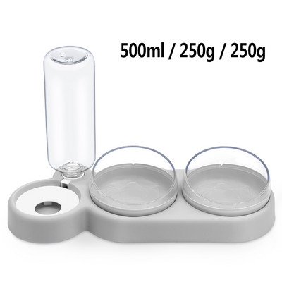 Mājdzīvnieku kaķu bļoda automātiskā padevēja suņu kaķu barības bļoda ar ūdens strūklaku dubultā bļoda dzeršanai, pacelta trauka trauku trauki kaķiem