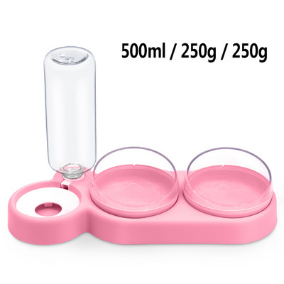 Mājdzīvnieku kaķu bļoda automātiskā padevēja suņu kaķu barības bļoda ar ūdens strūklaku dubultā bļoda dzeršanai, pacelta trauka trauku trauki kaķiem