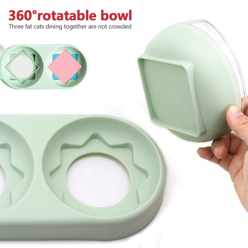 Mājdzīvnieku kaķu bļoda automātiskā padevēja suņu kaķu barības bļoda ar ūdens strūklaku dubultā bļoda dzeršanai, pacelta trauka trauku trauki kaķiem