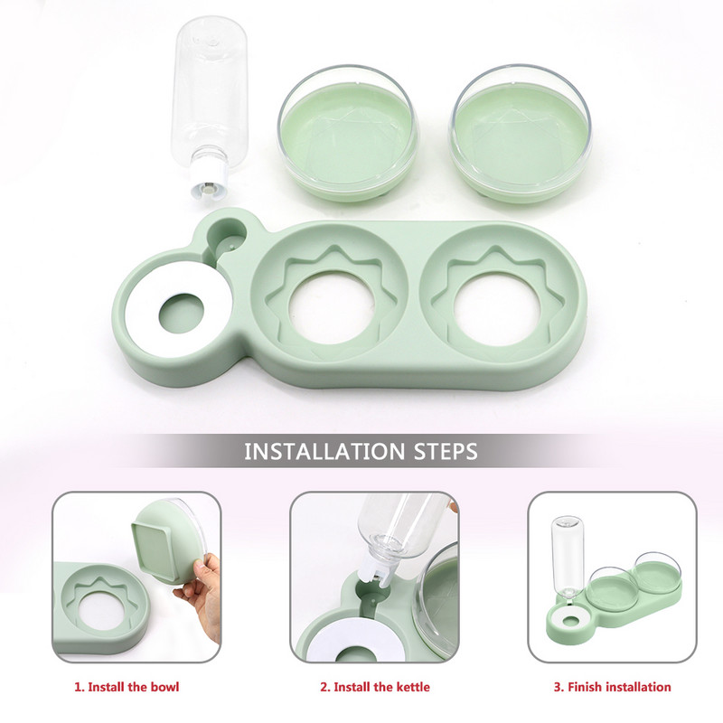 Mājdzīvnieku kaķu bļoda automātiskā padevēja suņu kaķu barības bļoda ar ūdens strūklaku dubultā bļoda dzeršanai, pacelta trauka trauku trauki kaķiem