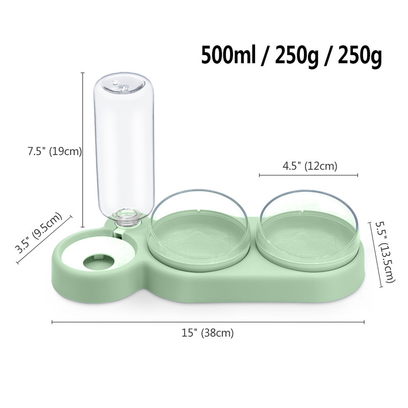 Mājdzīvnieku kaķu bļoda automātiskā padevēja suņu kaķu barības bļoda ar ūdens strūklaku dubultā bļoda dzeršanai, pacelta trauka trauku trauki kaķiem