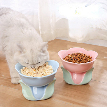 Γάτα λουλούδι μπολ Ανυψωμένο κεραμικό κατοικίδιο ζώο Τρώγοντας τροφοδότες Μικρά σκυλιά Ανυψωμένα αντιολισθητικά προμήθειες διατροφής Γάτες Προϊόντα κουταβιών