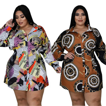 Wmstar Plus Size Γυναικεία Φορέματα για καλοκαιρινό pint Casual Κομψά casual Maxi πουκάμισα Φόρεμα Hot Sale Μεγάλη πώληση χονδρική Dropshipping