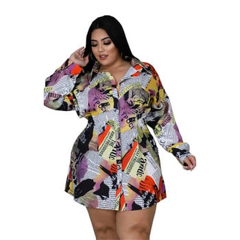 Wmstar Plus Size Γυναικεία Φορέματα για καλοκαιρινό pint Casual Κομψά casual Maxi πουκάμισα Φόρεμα Hot Sale Μεγάλη πώληση χονδρική Dropshipping