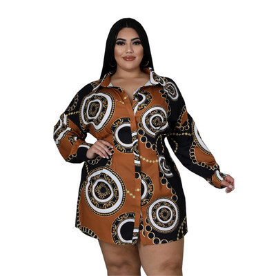 Wmstar Rochii de mărime mare pentru femei pentru vară Pint Casual Elegante Casual Maxi Cămăși Rochie Reducere mare Vânzare cu ridicata Dropshipping