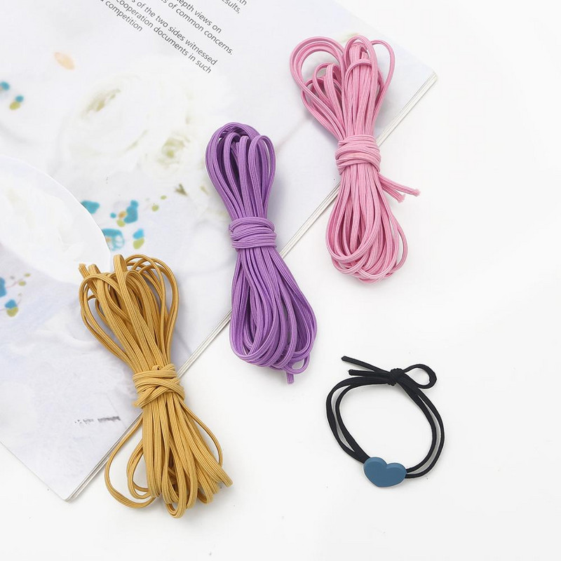 5 metrų 3,5 mm spalvinga aukštos kokybės apvali elastinė juosta Apvali elastinė virvė Guminė juosta elastinė linija „pasidaryk pats“ siuvimo priedai