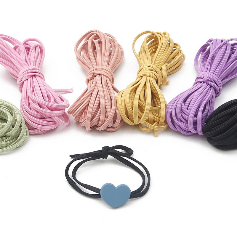 5 metrų 3,5 mm spalvinga aukštos kokybės apvali elastinė juosta Apvali elastinė virvė Guminė juosta elastinė linija „pasidaryk pats“ siuvimo priedai