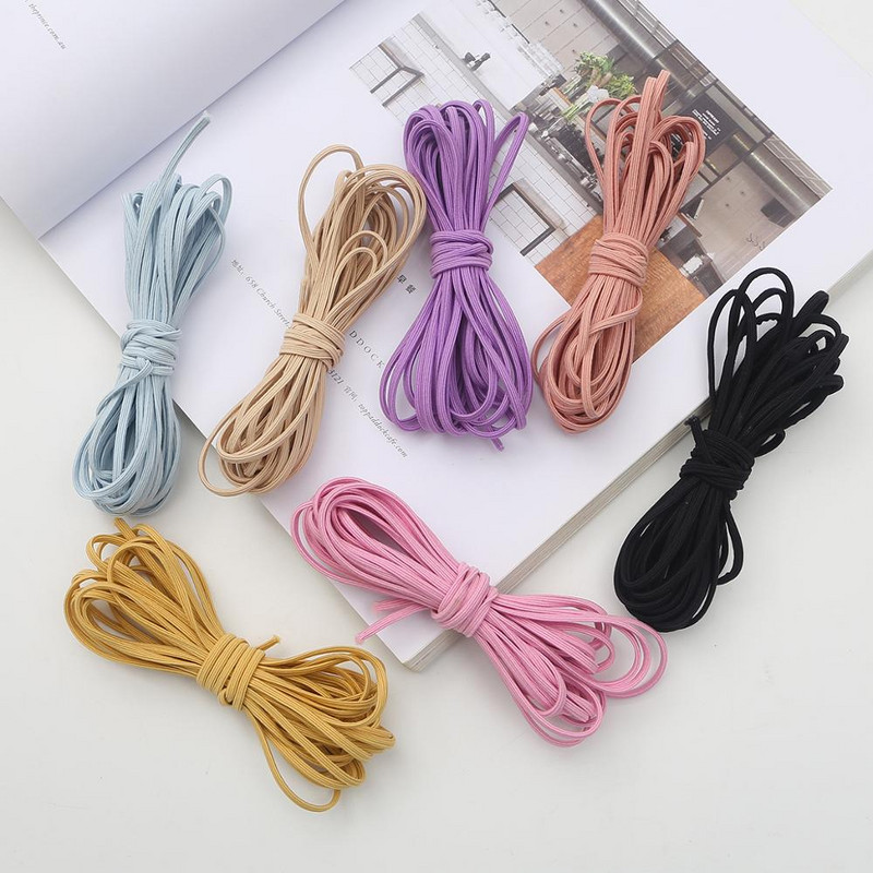 5 metrų 3,5 mm spalvinga aukštos kokybės apvali elastinė juosta Apvali elastinė virvė Guminė juosta elastinė linija „pasidaryk pats“ siuvimo priedai