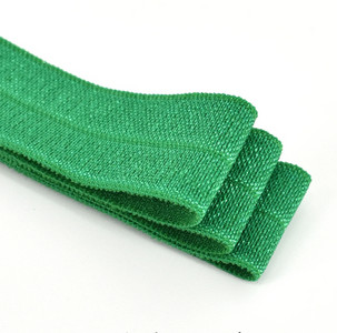 10 jardi vienkrāsains, lēts, spīdīgs salocījums pāri elastīgai FOE spandeksa lentei bērniem matu kaklasaites galvas saite kleita, mežģīņu apdare, šūšana 5/8" 15 mm