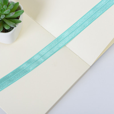 10 jardi vienkrāsains, lēts, spīdīgs salocījums pāri elastīgai FOE spandeksa lentei bērniem matu kaklasaites galvas saite kleita, mežģīņu apdare, šūšana 5/8" 15 mm