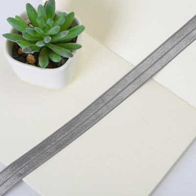 10 jardi vienkrāsains, lēts, spīdīgs salocījums pāri elastīgai FOE spandeksa lentei bērniem matu kaklasaites galvas saite kleita, mežģīņu apdare, šūšana 5/8" 15 mm