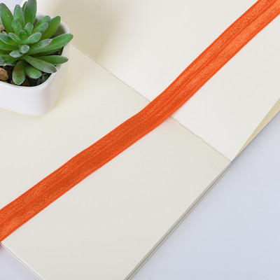 10 jardi vienkrāsains, lēts, spīdīgs salocījums pāri elastīgai FOE spandeksa lentei bērniem matu kaklasaites galvas saite kleita, mežģīņu apdare, šūšana 5/8" 15 mm