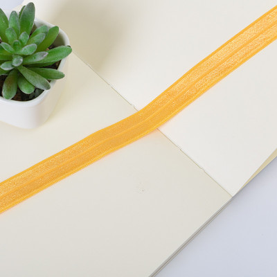 10 jardi vienkrāsains, lēts, spīdīgs salocījums pāri elastīgai FOE spandeksa lentei bērniem matu kaklasaites galvas saite kleita, mežģīņu apdare, šūšana 5/8" 15 mm