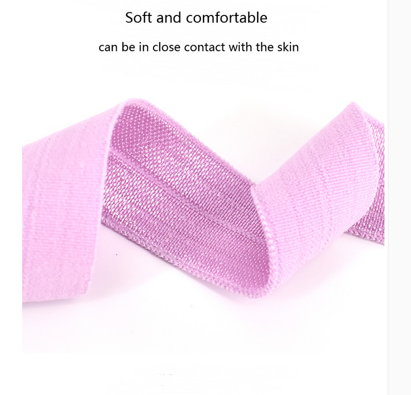 10 jardų vientisos spalvos pigus blizgus sulankstymas per elastingą FOE spandex juostą vaikams plaukų kaklaraištis galvos juosta Suknelė nėrinių siuvimas 5/8" 15 mm