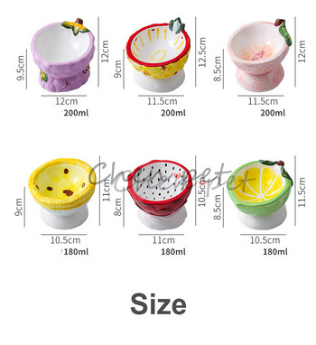 Шест дизайна на плодове Купички за хранене на домашни любимци Сладка ягода Ябълка Грозде Праскова Керамика Купа за котешка храна Хранилка за котки