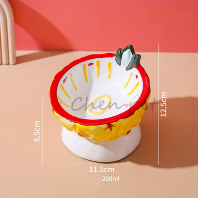 Six Fruit Designs Kisállat etetőtálak Aranyos eper Alma Szőlő Őszibarack Cearamics Macskaeledel tál macskaetető