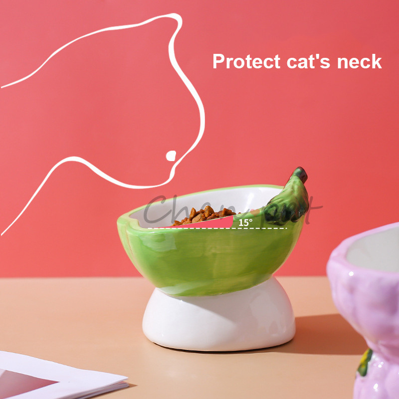 Six Fruit Designs Kisállat etetőtálak Aranyos eper Alma Szőlő Őszibarack Cearamics Macskaeledel tál macskaetető