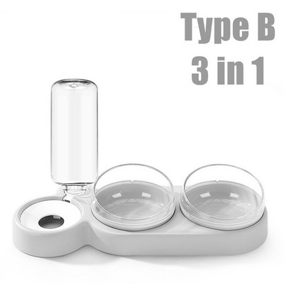 Pet Cat Bowl Automata etető 3 az 1-ben Kutya macskaeledel tál szökőkúttal Dupla tál ivótál megemelt állványos edénytálak macskáknak