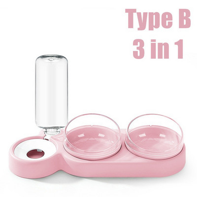 Pet Cat Bowl Automata etető 3 az 1-ben Kutya macskaeledel tál szökőkúttal Dupla tál ivótál megemelt állványos edénytálak macskáknak