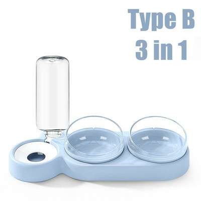 Pet Cat Bowl Automata etető 3 az 1-ben Kutya macskaeledel tál szökőkúttal Dupla tál ivótál megemelt állványos edénytálak macskáknak