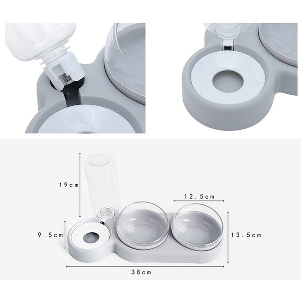 Pet Cat Bowl Automata etető 3 az 1-ben Kutya macskaeledel tál szökőkúttal Dupla tál ivótál megemelt állványos edénytálak macskáknak